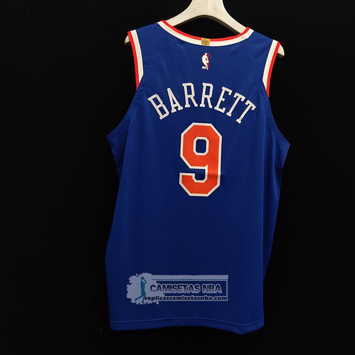 Camiseta New York Knicks RJ Barrett NO 9 Icon Autentico Azul